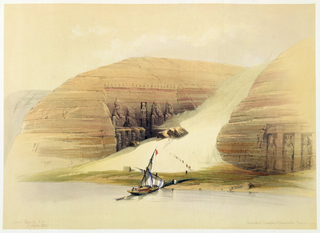 Vykopaný chrám Abu Simbel, Núbie, Egypt, c1845 od David Roberts