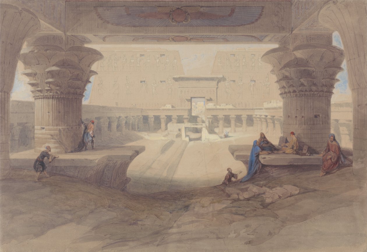 Z pod portika chrámu v Edfu, Horní Egypt od David Roberts