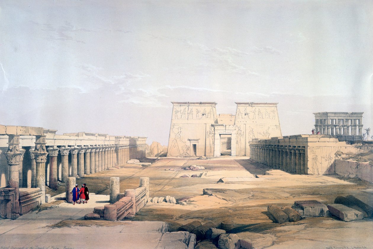 Velký přístup k chrámu Philae, Núbie, 19. století od David Roberts