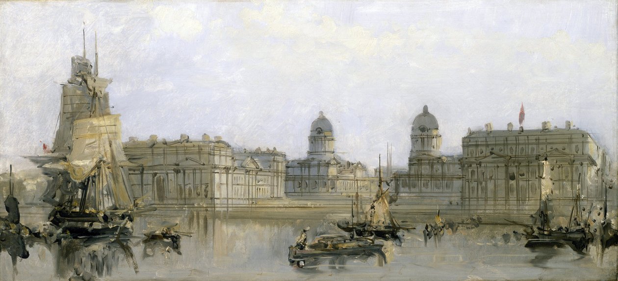 Nemocnice v Greenwichi při pohledu od Temže (Anglie). Olej na plátně, kolem roku 1860, autor David Roberts (1796-1864). od David Roberts