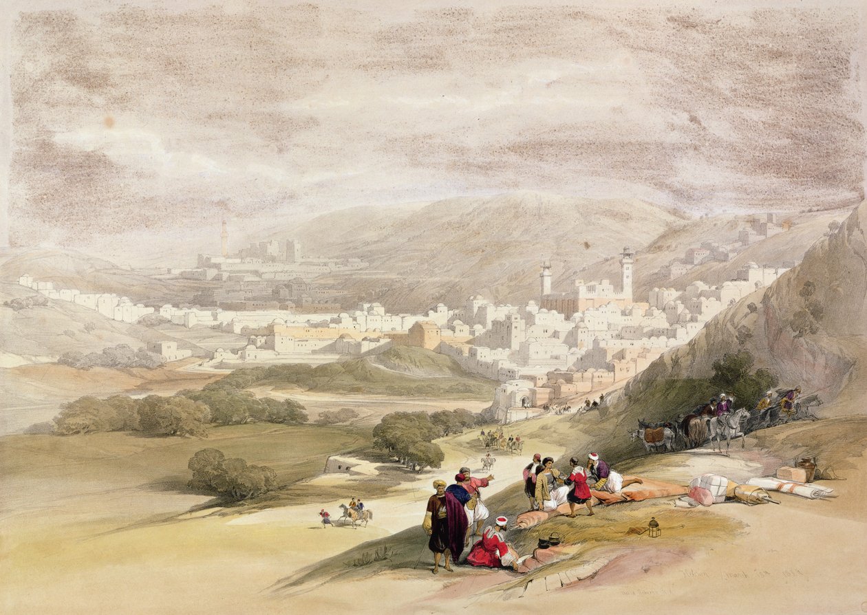 Hebron, 18. března 1839 ze svazku II knihy "Svatá země"; rytina Louise Hagheho (1806-85) vydaná v Londýně, 1842 vydaná v Londýně, 1842 od David Roberts