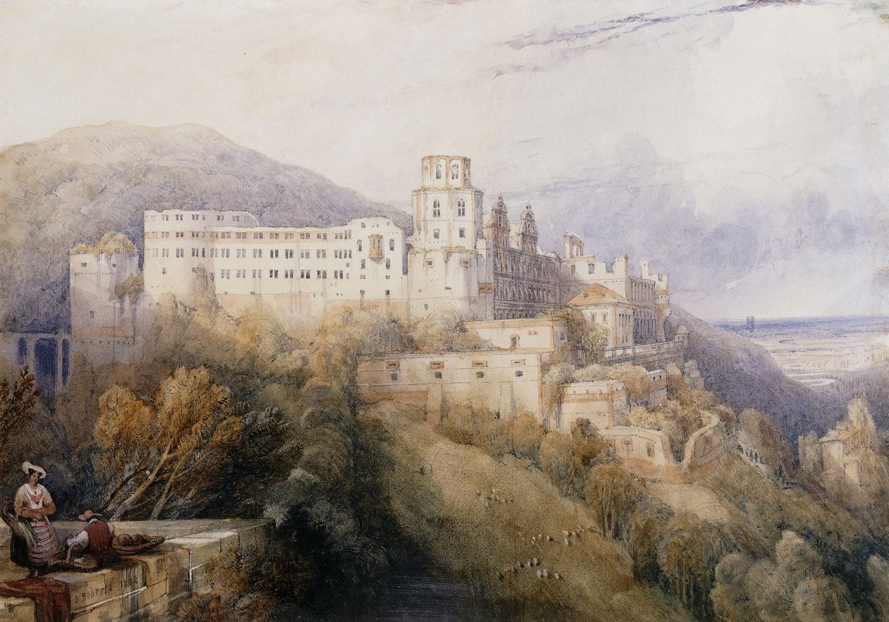 Heidelberg, Palác kurfiřtů Falce, 1832 od David Roberts