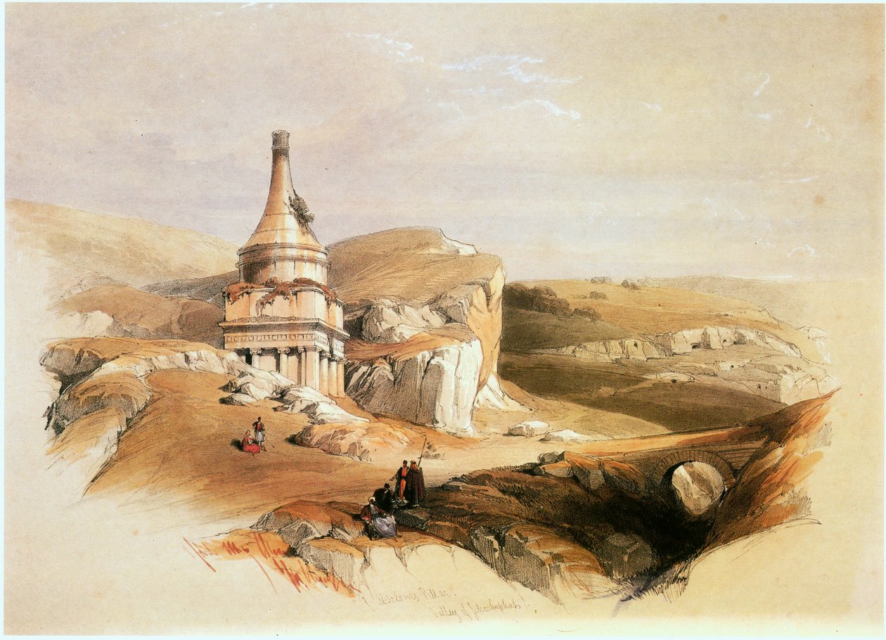 Ve Svaté zemi: (foto): Jeruzalém, Kidronské údolí, Abšalomův hrob... od David Roberts