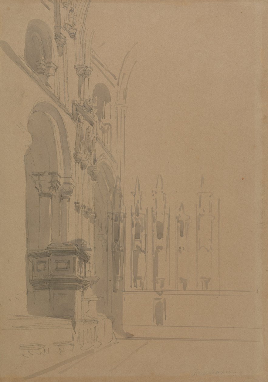 Interiér durhamské katedrály od David Roberts