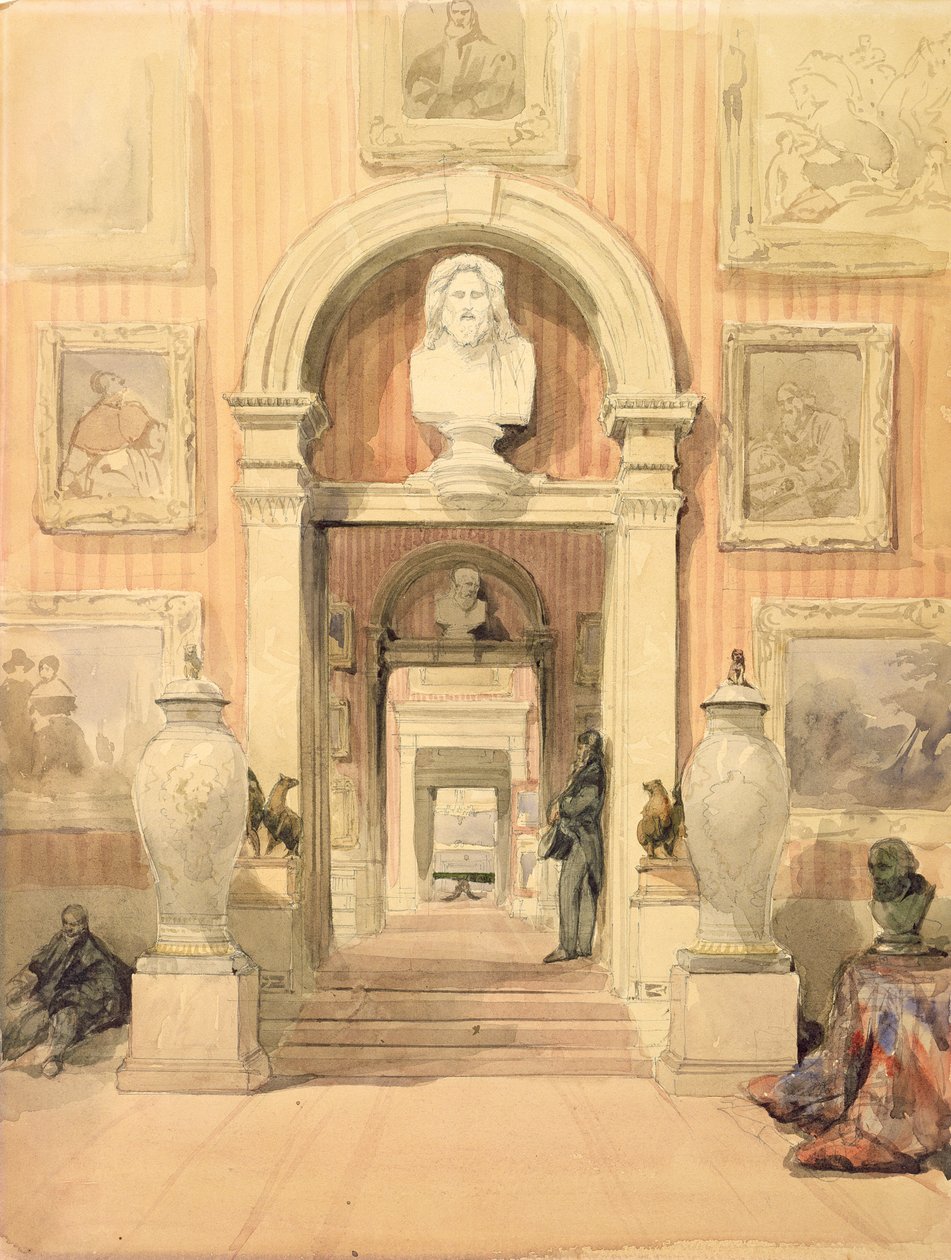 Interiér Thirlestaine House, Cheltenham (wc na papíře) od David Roberts
