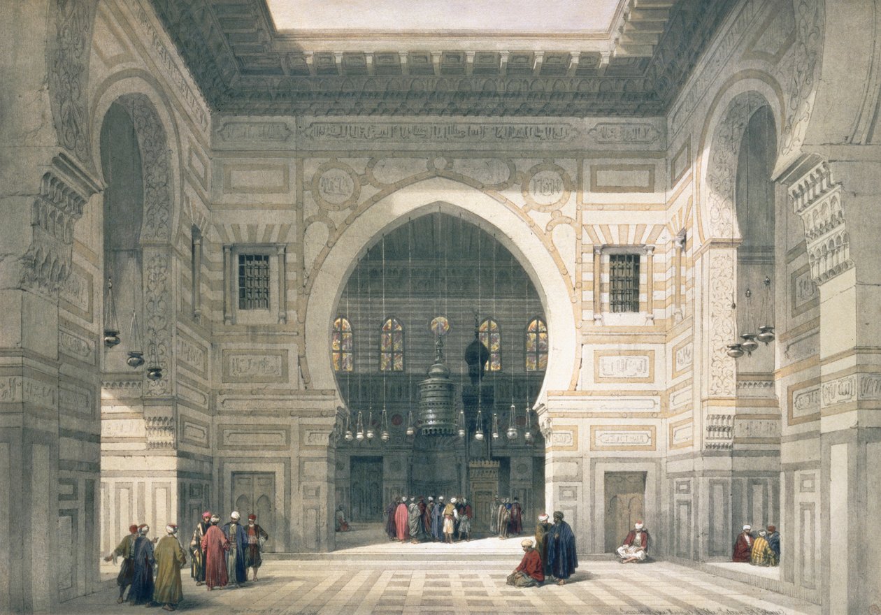 Interiér mešity sultána Hassana, Káhira, Egypt, 19. století od David Roberts