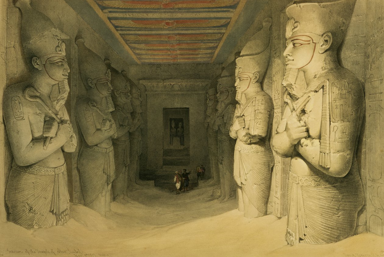 Interiér chrámu Abu Simbel, z "Egypt a Nubie", Vol.1 (litho) od David Roberts