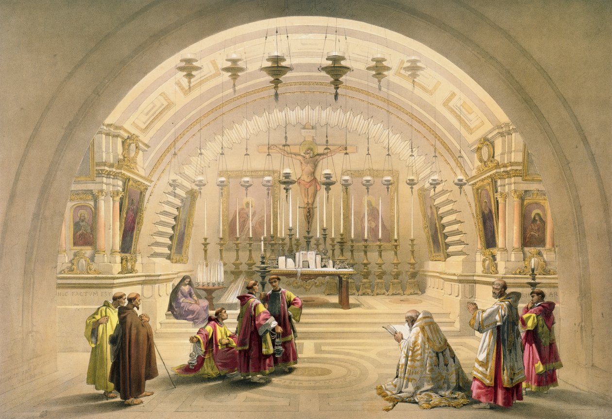 Jeruzalém, 10. dubna 1839, deska 26 ze svazku I knihy "Svatá země", vyryl Louis Haghe (1806-85), vyd. 1842 od David Roberts
