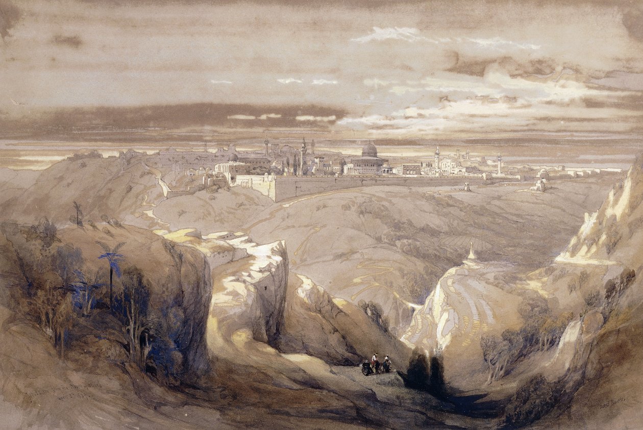 Jeruzalém od cesty vedoucí do Betanie, od David Roberts