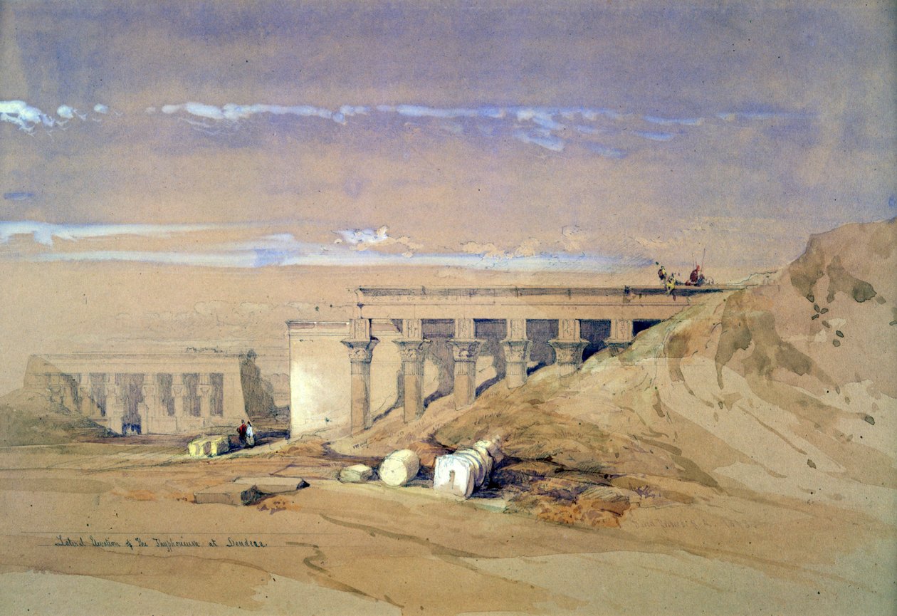 Boční pohled na chrám s názvem Typhonaeum v Dendera, Egypt, 19. století od David Roberts