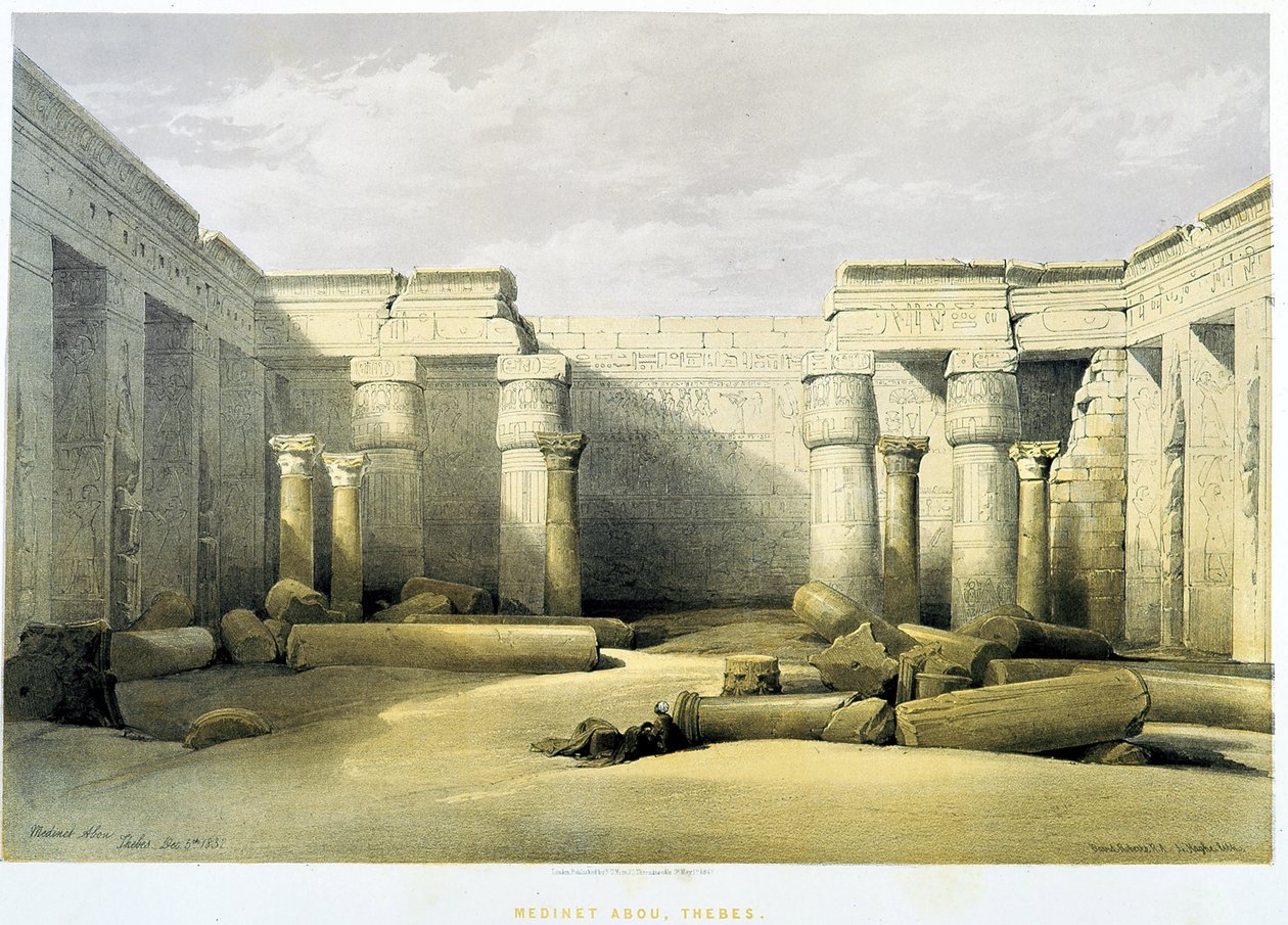 Medinet Abu (Medinet-Habou), Théby (Théby) - ve „Svaté zemi“, Londýn 1849 od David Roberts