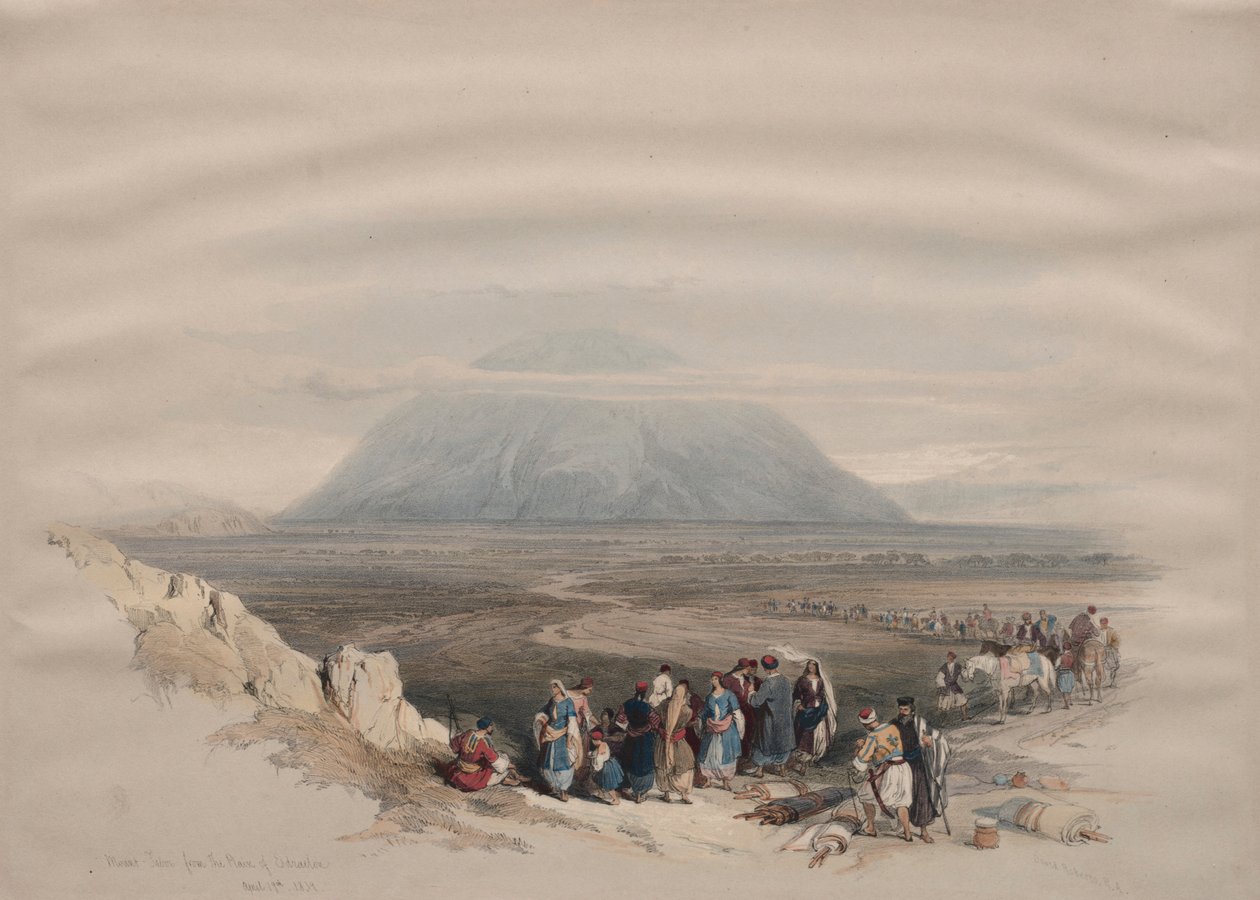 Mount Tabor z roviny Esdraelon, 1839. od David Roberts