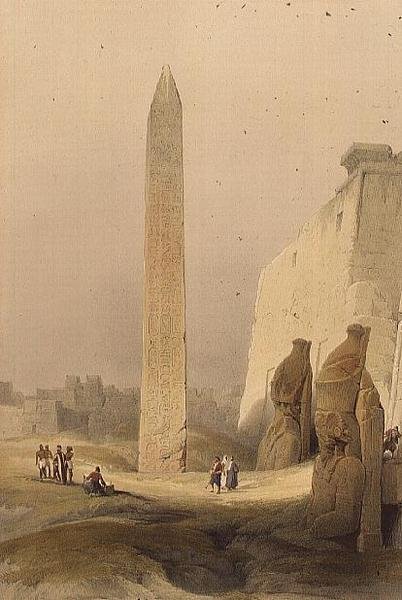 Obelisk v Luxoru, z "Egypt a Núbie", Vol.1 (litho) od David Roberts