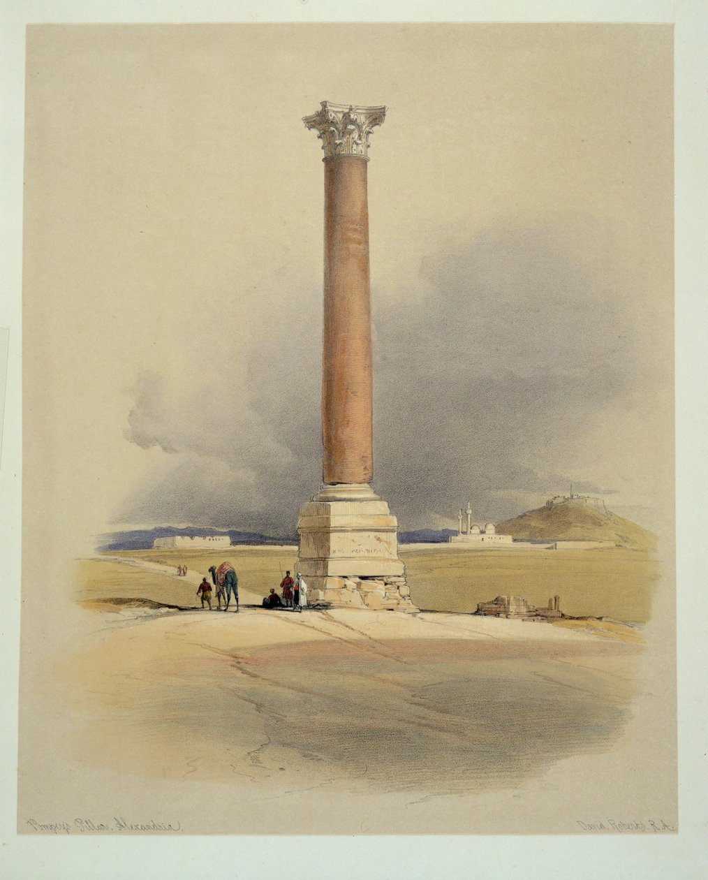 Pompeiův sloup v Alexandrii (akvarel) od David Roberts