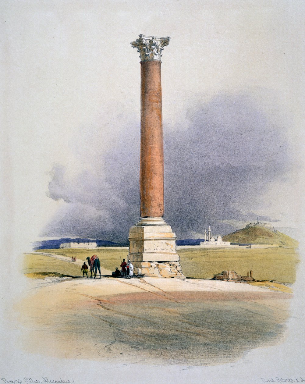 Pompeyův sloup, Alexandrie, 19. století od David Roberts