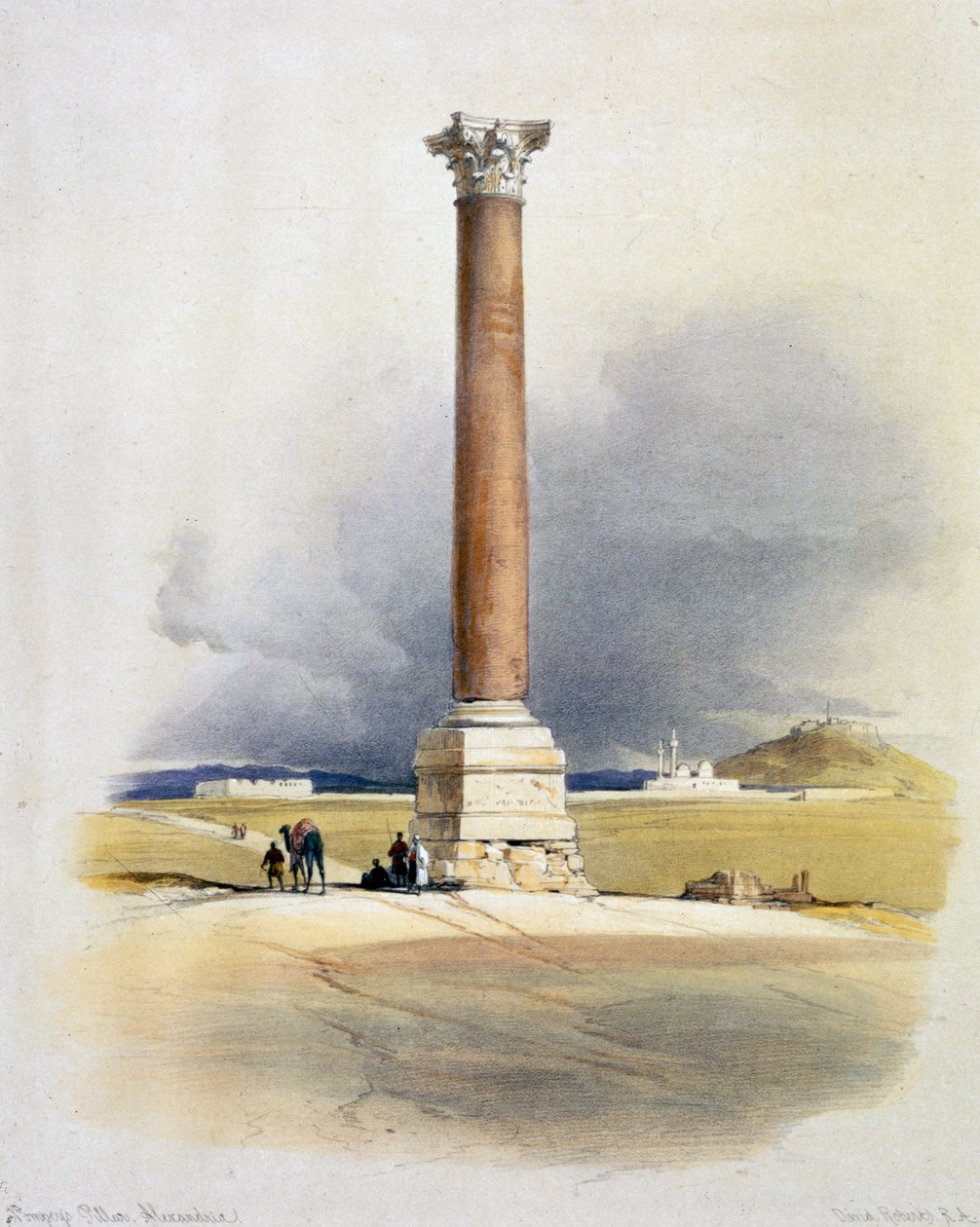 Pompeiův sloup, Alexandrie, Egypt, 19. století od David Roberts