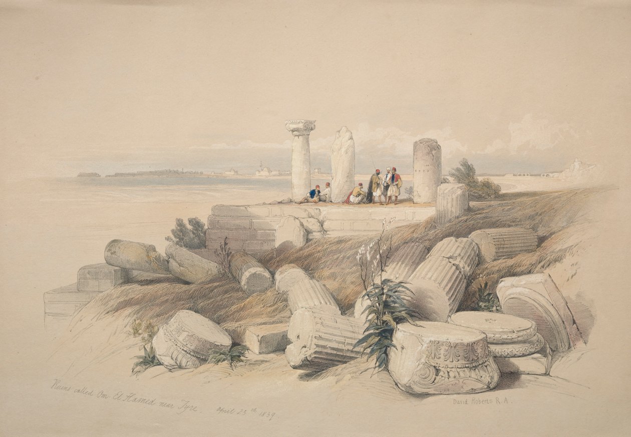 Ruiny zvané Om El Hamed poblíž Tyru, 1839. od David Roberts