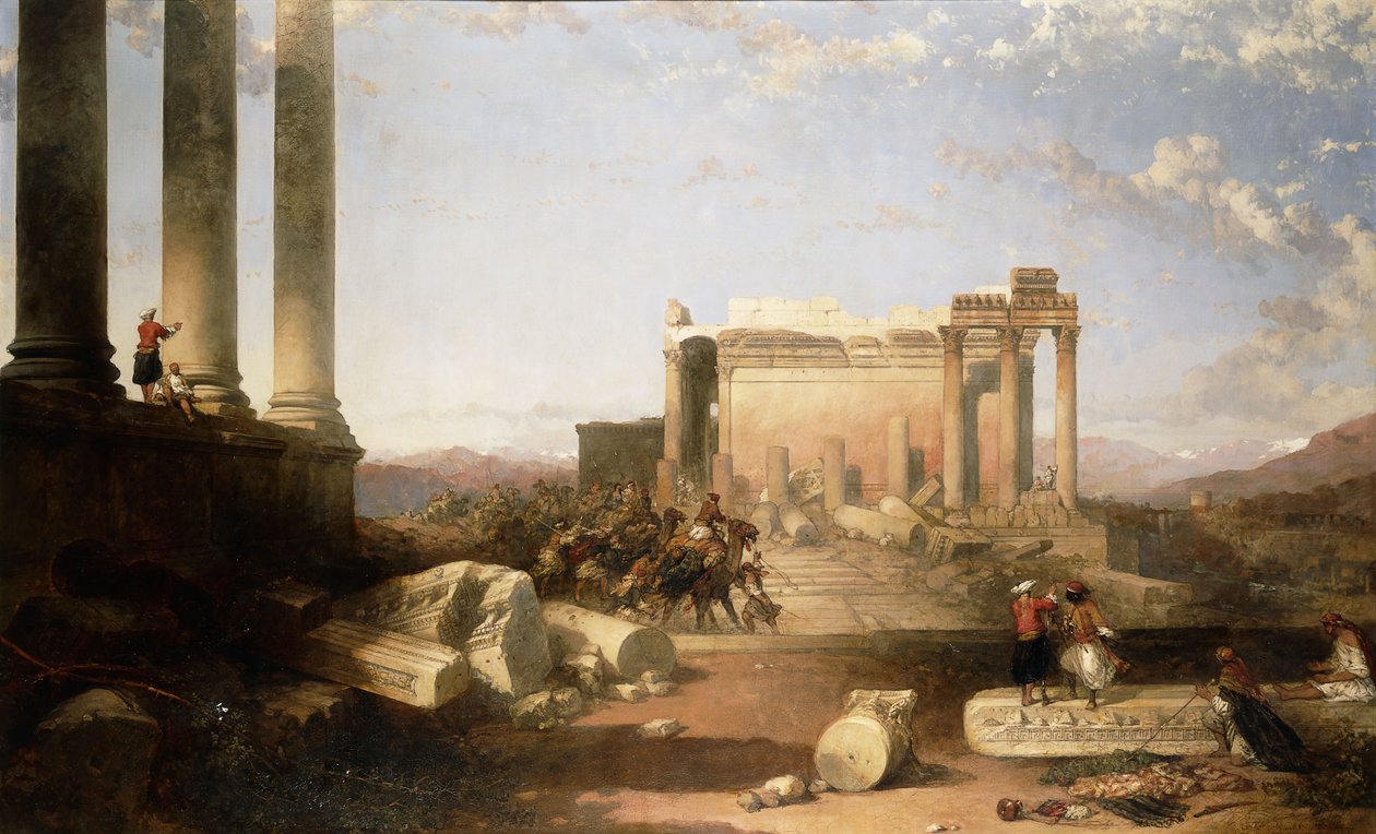 Ruiny chrámu Slunce v Baalbecu, 1861 od David Roberts