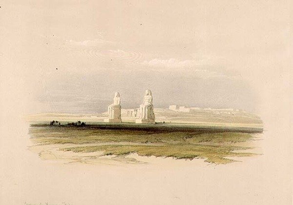 Memnonovy kolosy, z "Egypt a Núbie", Vol.1 (litho) od David Roberts