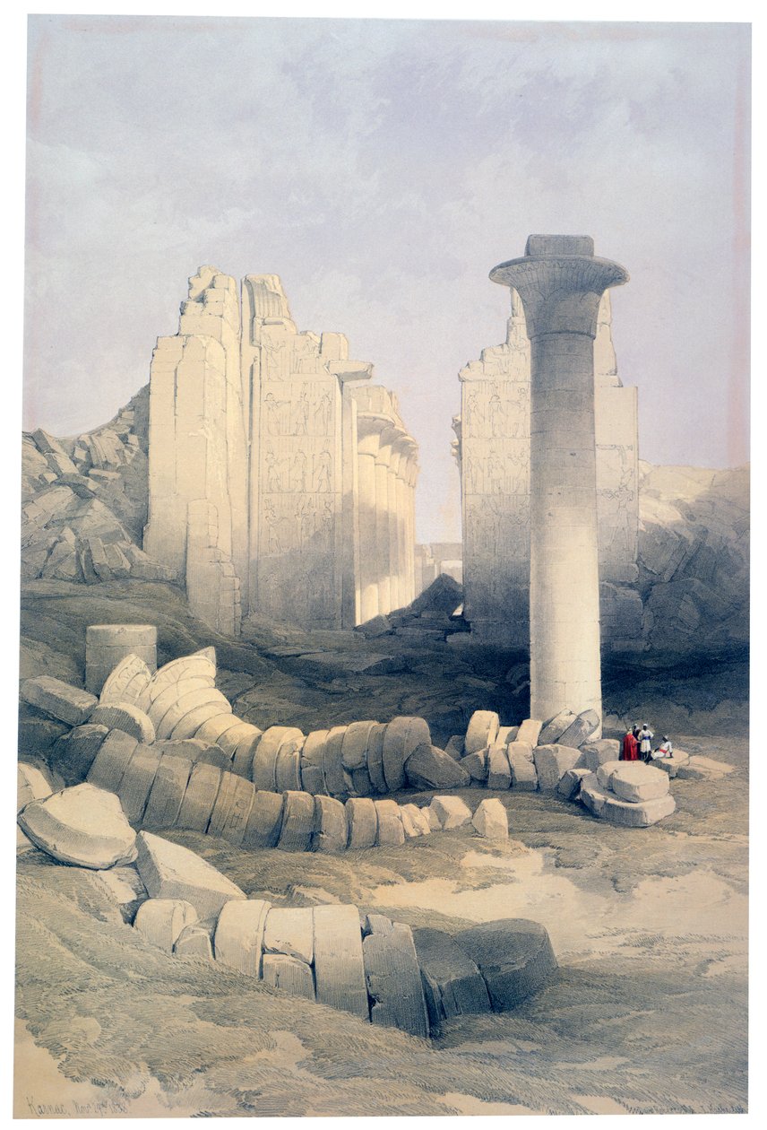Dromos neboli Centrální síň Velkého Amunova chrámu, Karnak, 19. století od David Roberts
