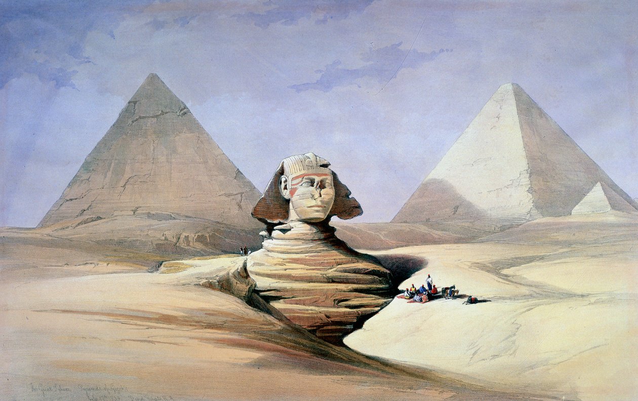 Velká sfinga a pyramidy v Gíze, 1838-1839 od David Roberts