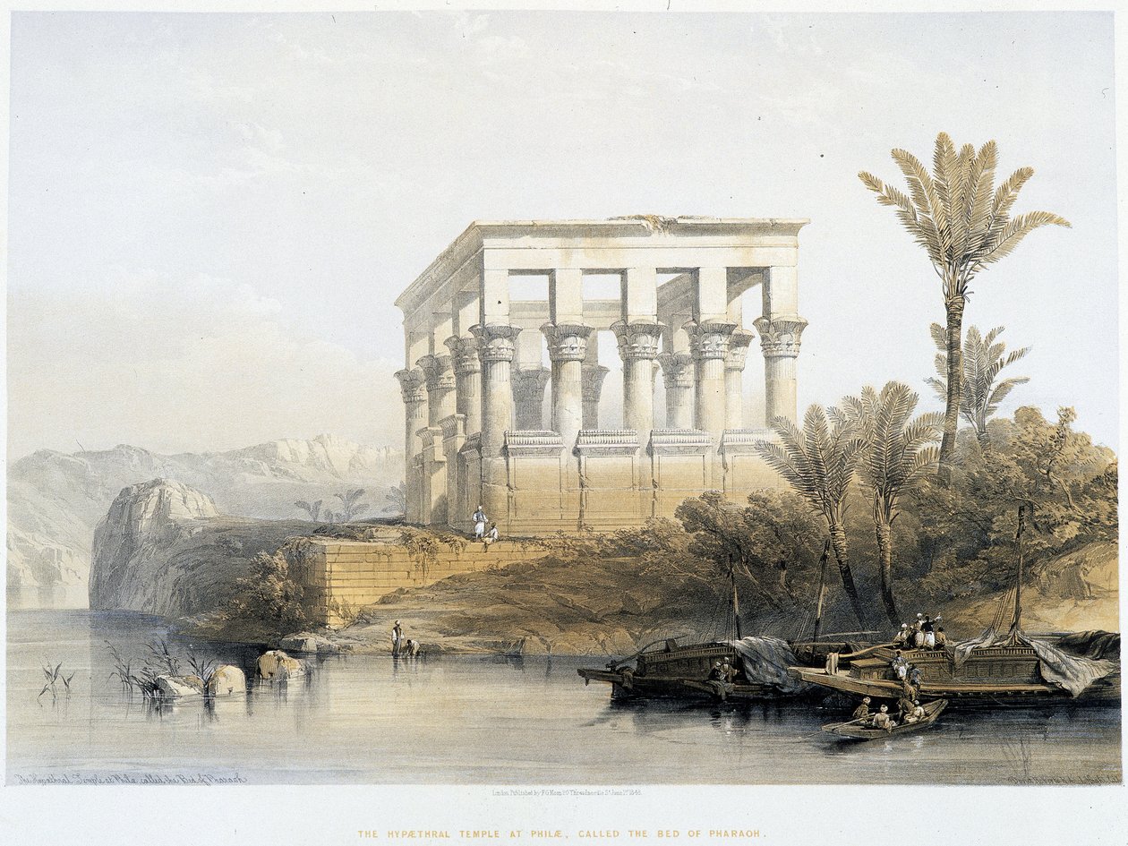 Hypaethral chrám ve Philae, nazývaný Postel faraóna - ve „Svaté zemi“, Londýn 1849 od David Roberts