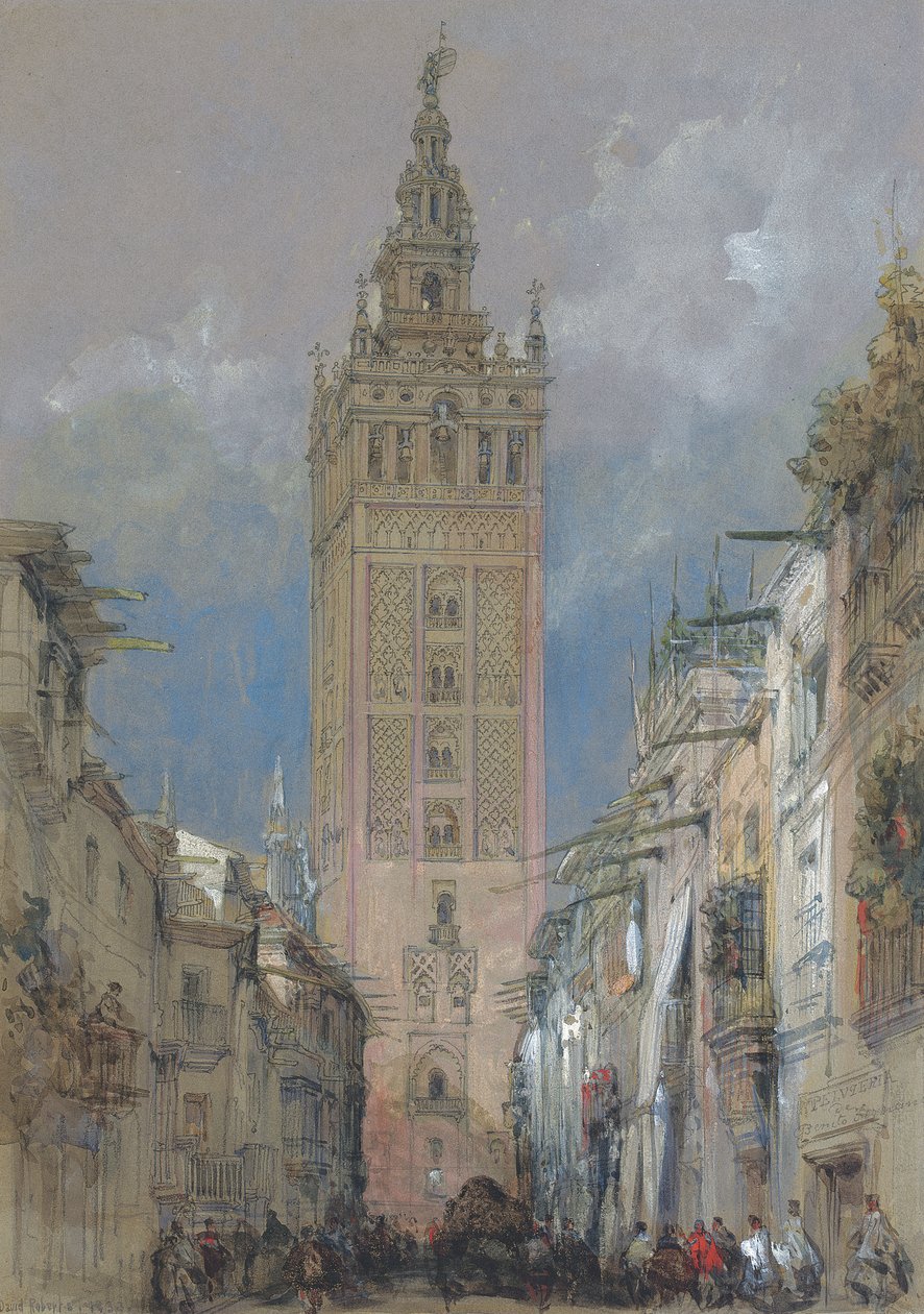 Maurská věž v Seville, zvaná Giralda, Španělsko od David Roberts