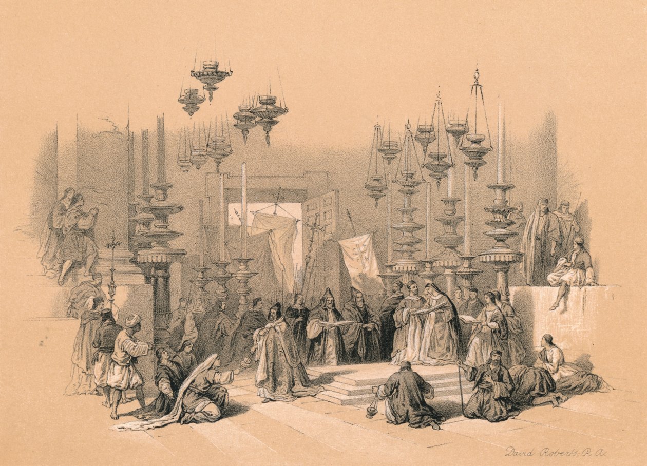 Kámen pomazání, 1855 od David Roberts