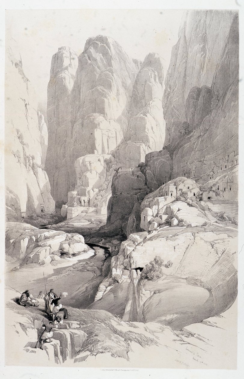 Divadlo (vchod do Petry), kresba vytvořená 10/03/1839 ve „Svaté zemi“, Londýn 1849 od David Roberts