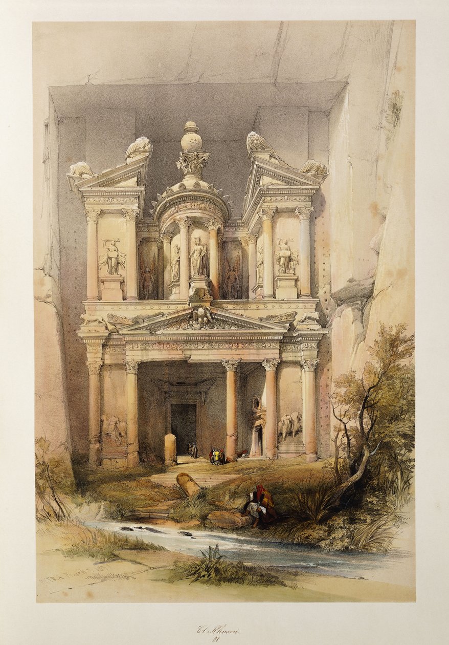 Pokladnice - El Khasne, ze série "Svatá země", 1842-1849 od David Roberts
