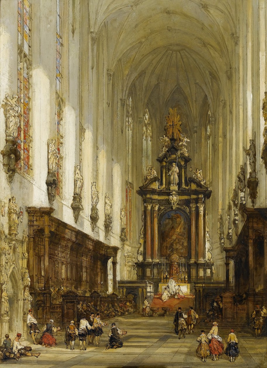 Interiér katedrály svatého Pavla v Antverpách od David Roberts
