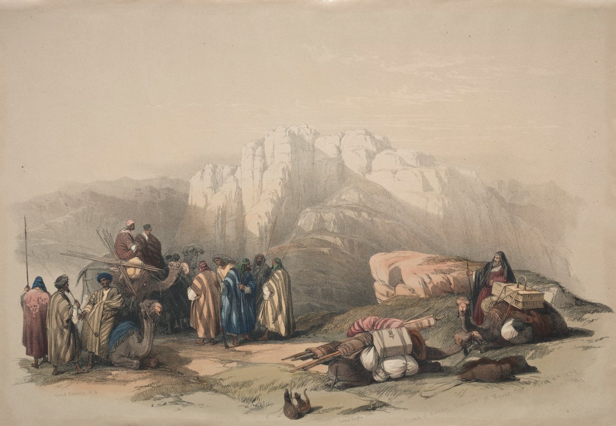 Hrob Árona, vrchol hory Horeb, 1839. od David Roberts