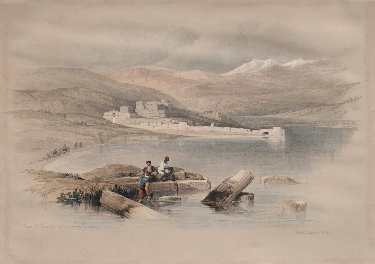 Město Tiberias při pohledu na Libanon, 1839. od David Roberts