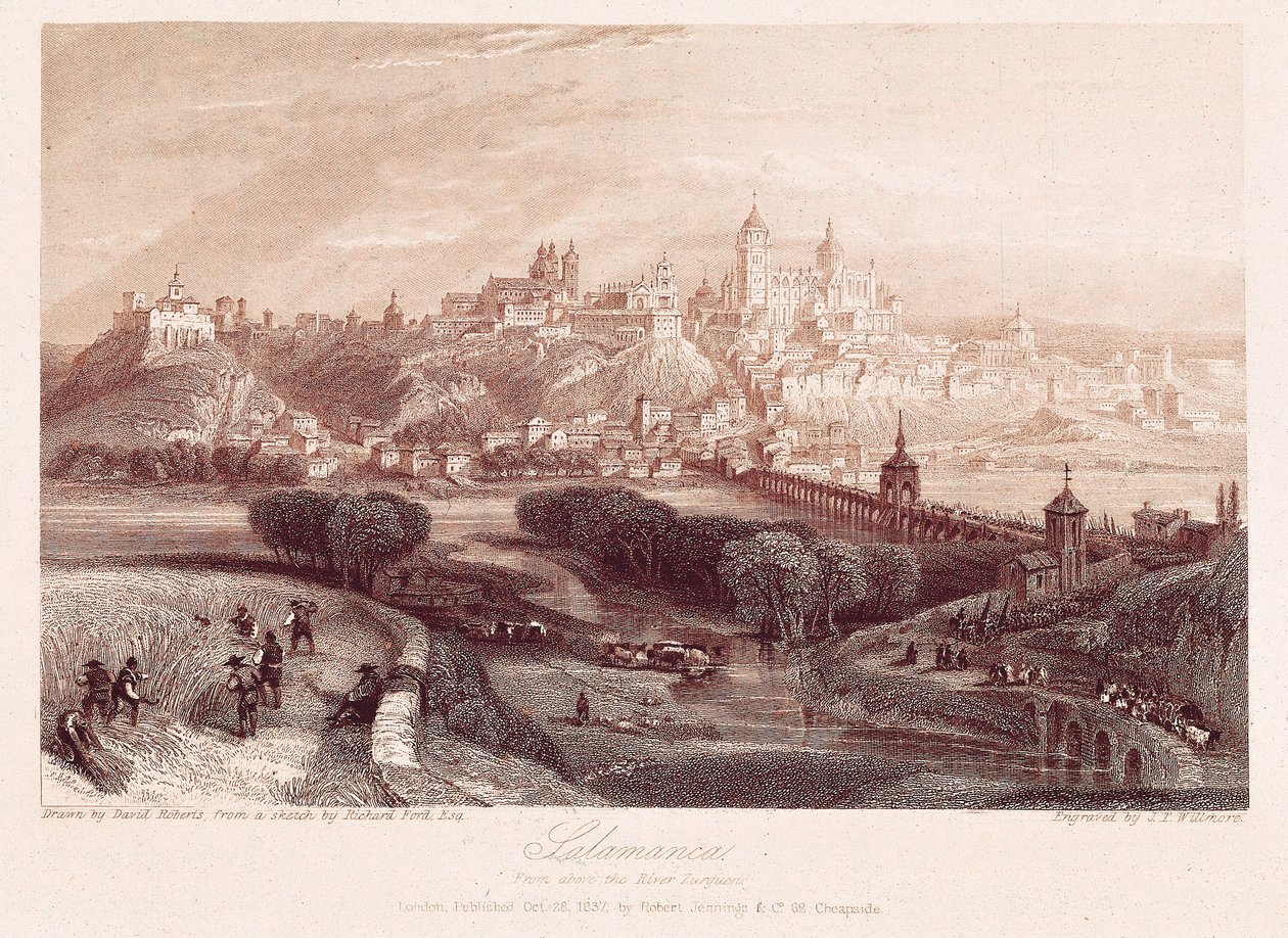 Pohled na Salamancu, Španělsko, vytvořený Davidem Robertem (1796-1864) během své cesty v roce 1837 od David Roberts