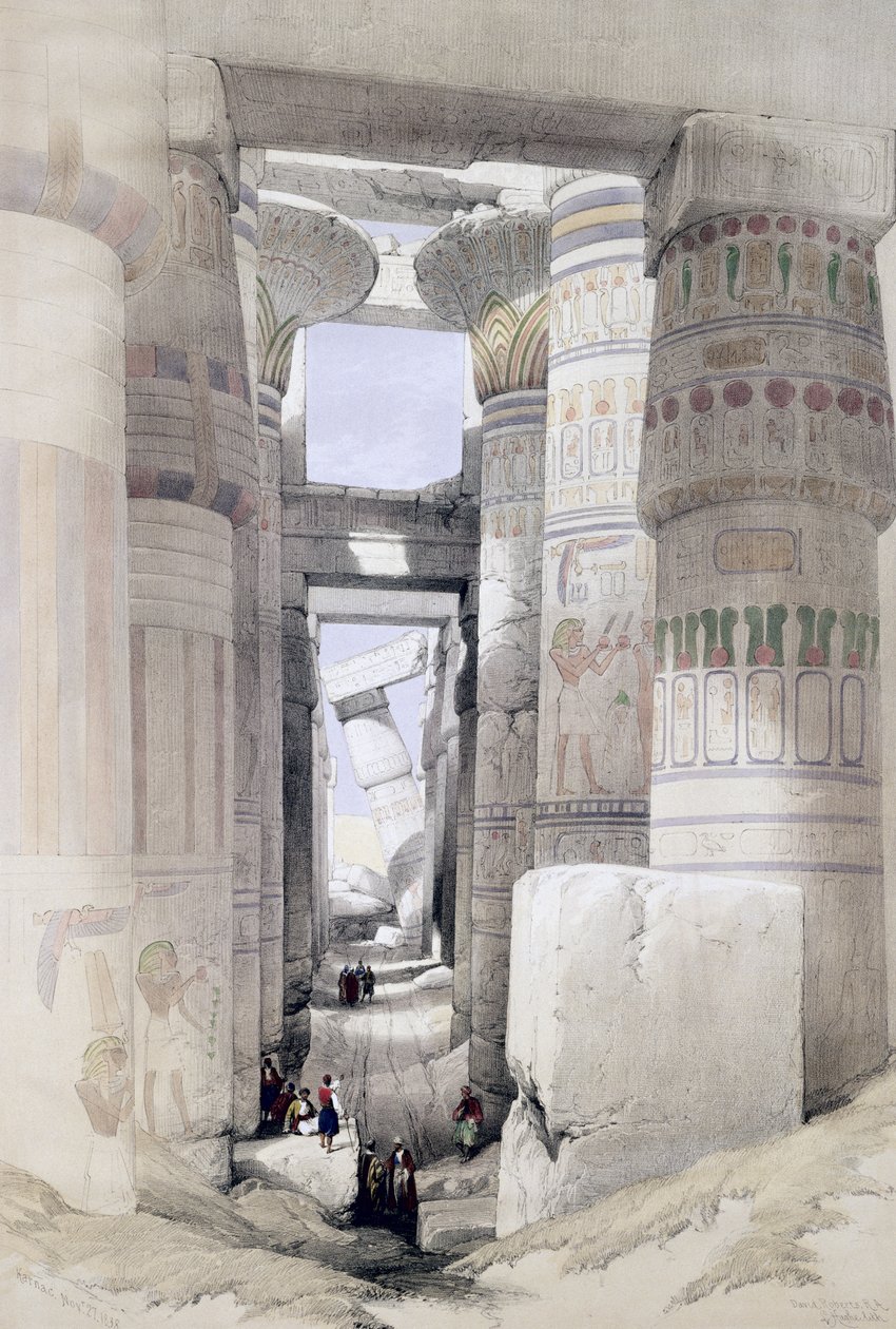 Pohled přes Síň sloupů, Karnak, z Egypta a Núbie, Vol.1 od David Roberts