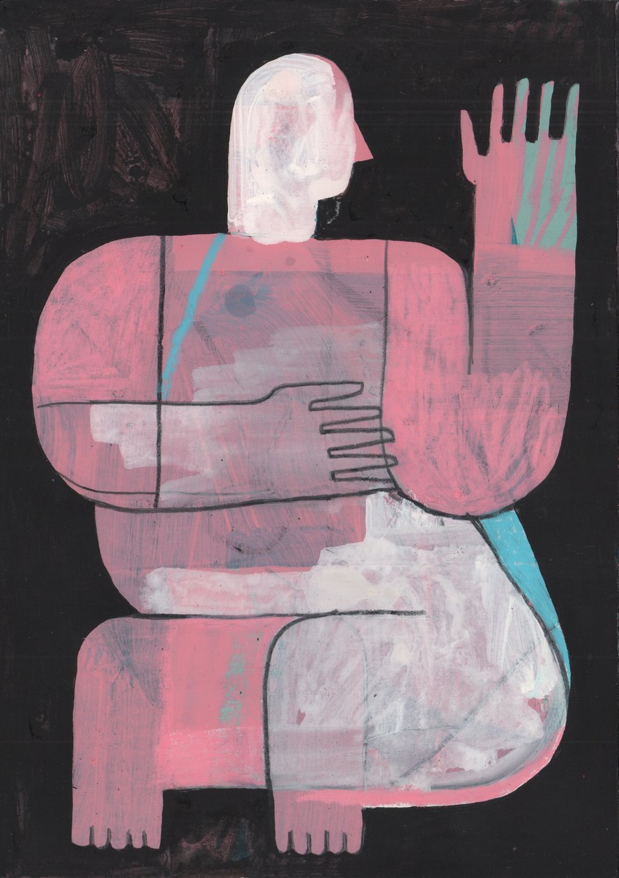 Black And Blue 2, 2023 (smíšené barvy na papíře) od David Shillinglaw
