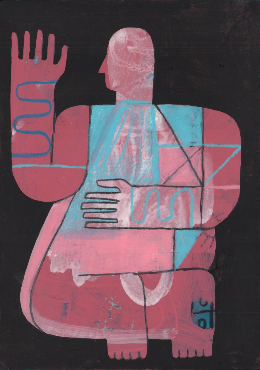 Black And Blue 5, 2023 (smíšené barvy na papíře) od David Shillinglaw