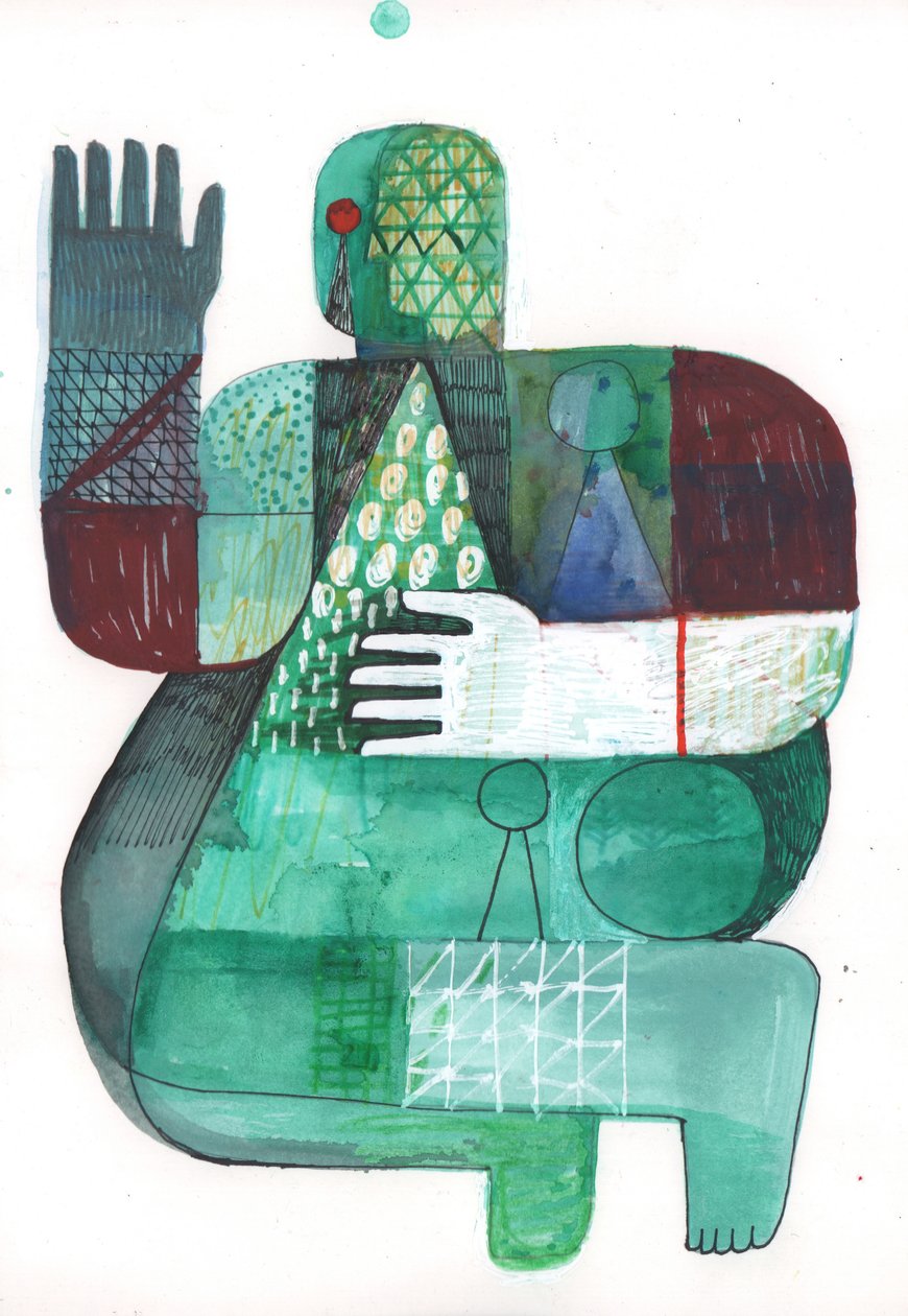 Bodies of Land and Water 1, 2023 (smíšené barvy na papíře) od David Shillinglaw
