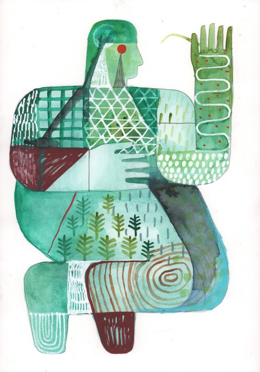 Bodies of Land and Water 4, 2023 (smíšené barvy na papíře) od David Shillinglaw