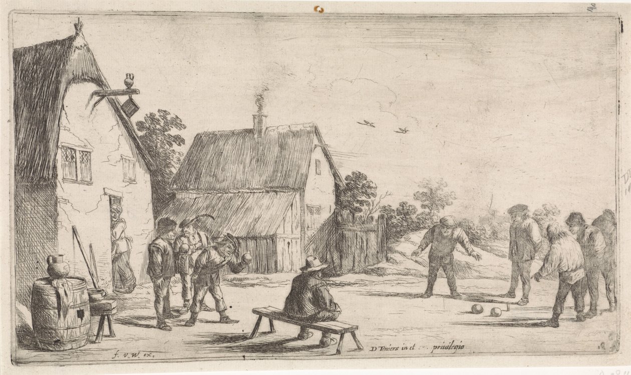 Farmáři hrají koule Žánrové scény pod širým nebem (název seriálu) od David Teniers (II)