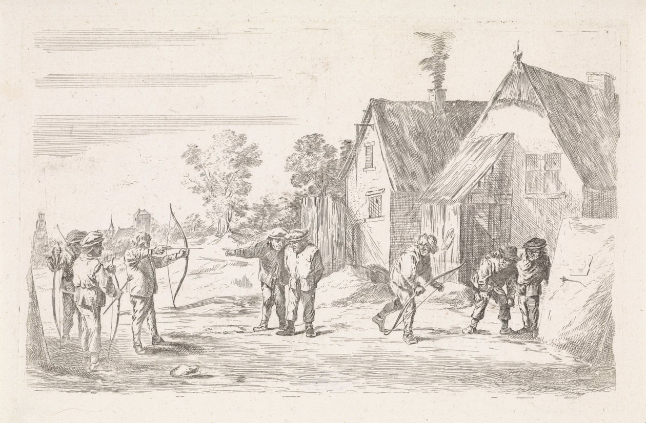 lukostřelci Žánrové scény pod širým nebem (název seriálu) od David Teniers (II)