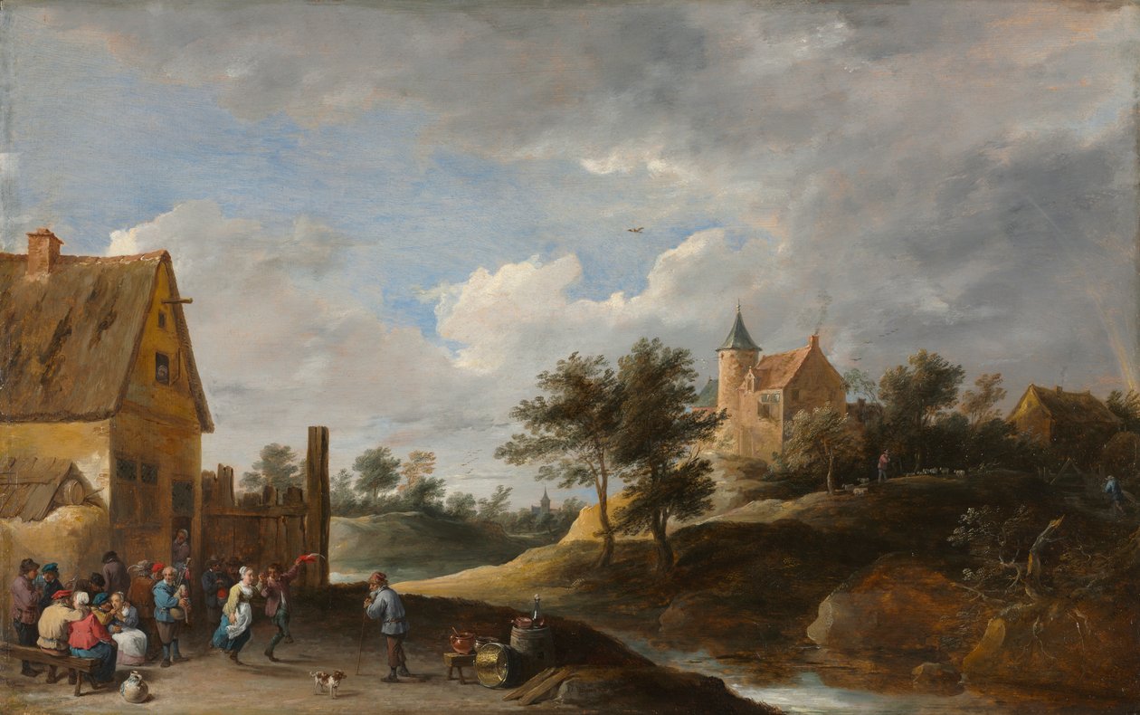 Krajina s rolníky tančí od David Teniers