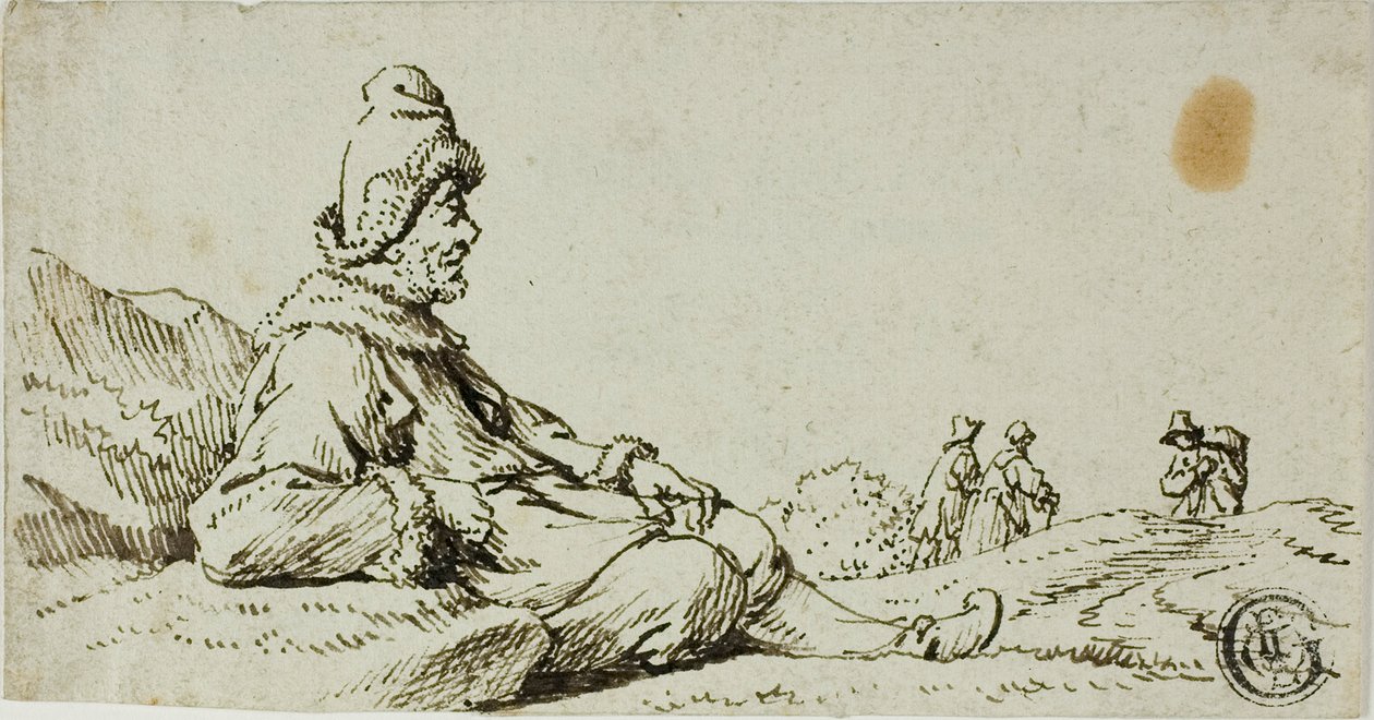 Muž odpočívající v krajině od David Teniers the Younger