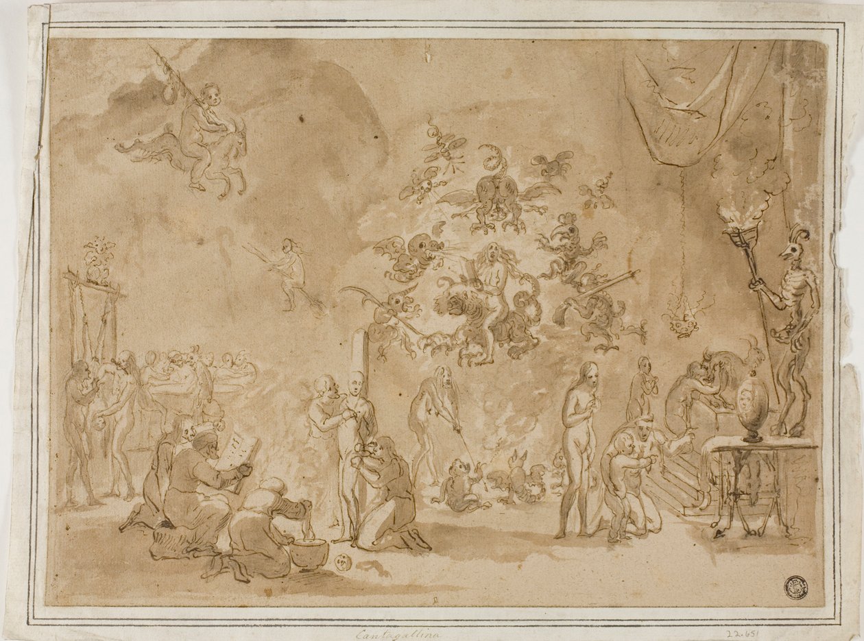 Scéna čarodějnictví a uctívání ďábla od David Teniers the Younger