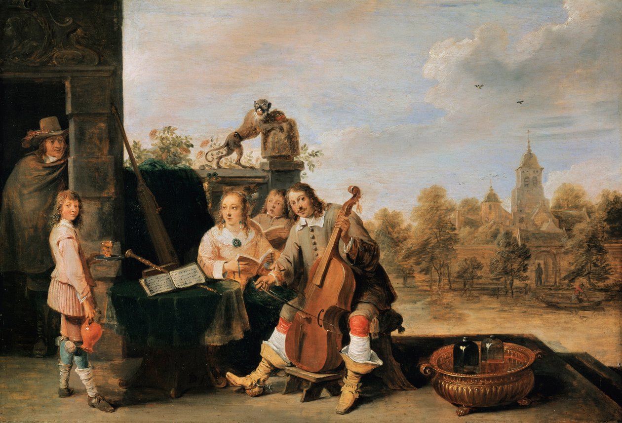Autoportrét s rodinou, c. 1645 od David Teniers the Younger