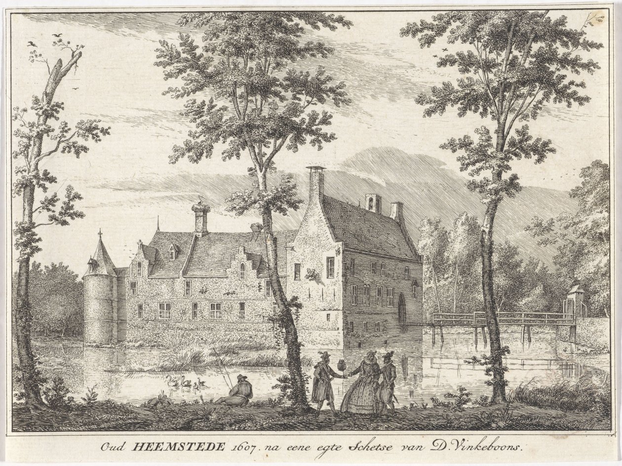 Pohled na Old Heemstede Oud Heemstede 1607. podle náčrtu egte od D. Vinkeboonse (název na objektu) od David Vinckboons (I)