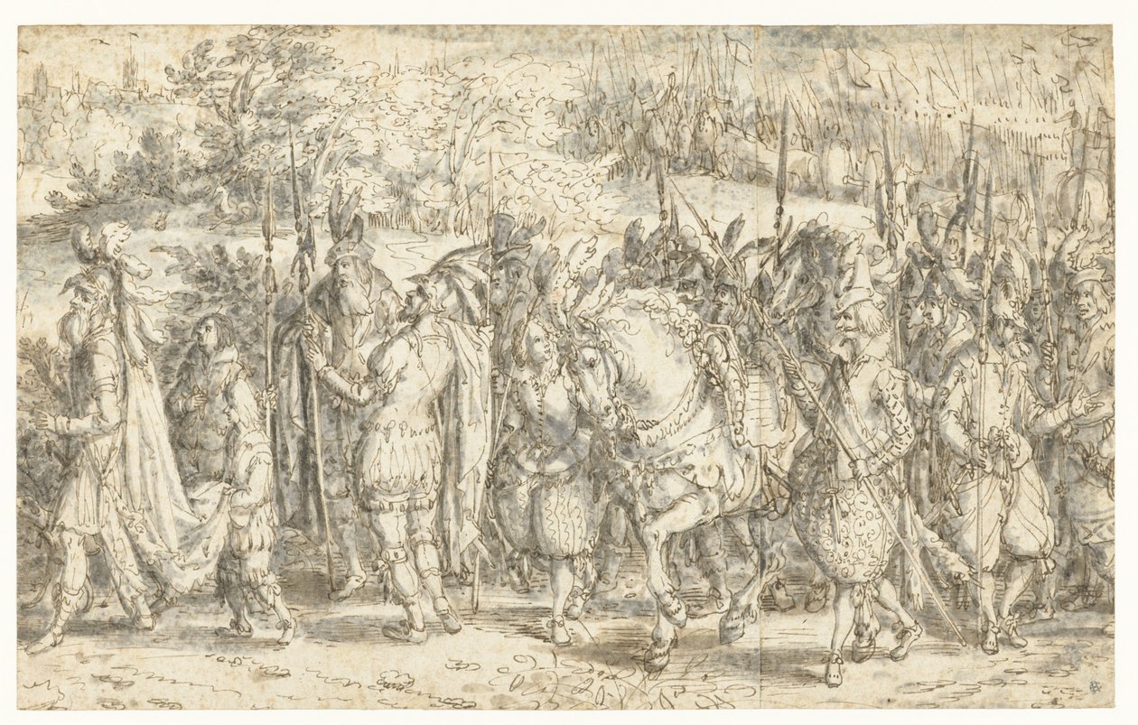 Quintus Fabius Maximus Setkání se svým synem pěšky Quintus Fabius Maximus Cunctator jde pěšky, aby se setkal se svým synem od David Vinckboons (I)