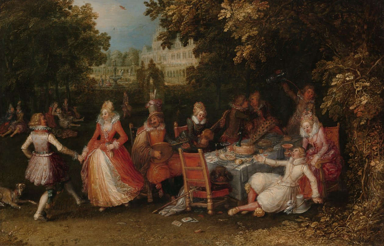 The Garden Party, c.1610 (olej na panelu) od David Vinckeboons