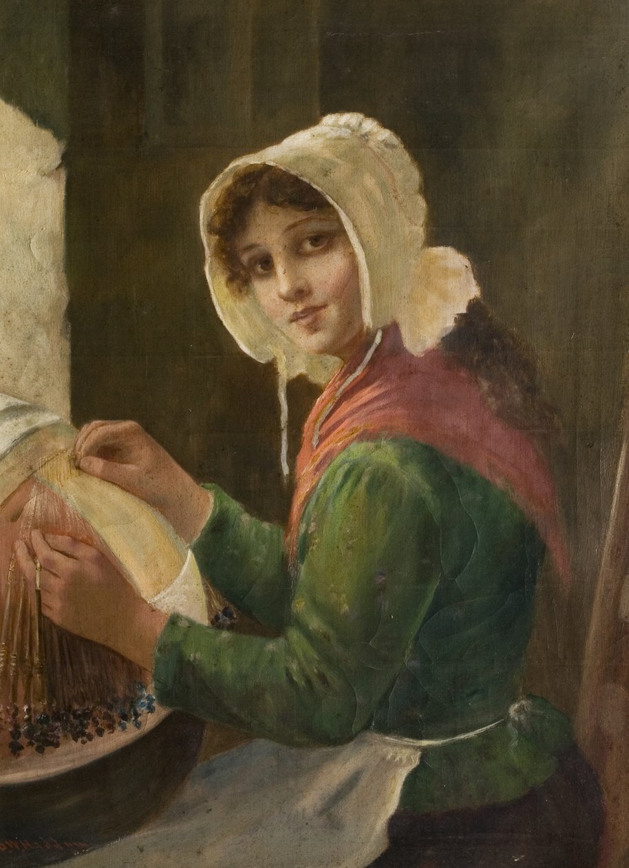 Mladá žena Krajkařství, konec 19.-začátek 20. století od David W. Haddon