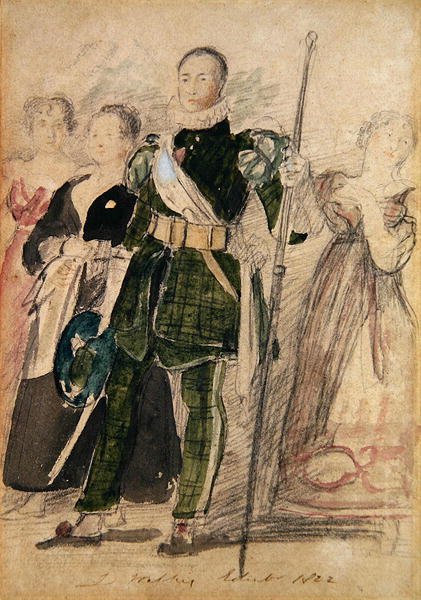 Archer a skupina žen v paláci Holyrood během návštěvy krále od David Wilkie